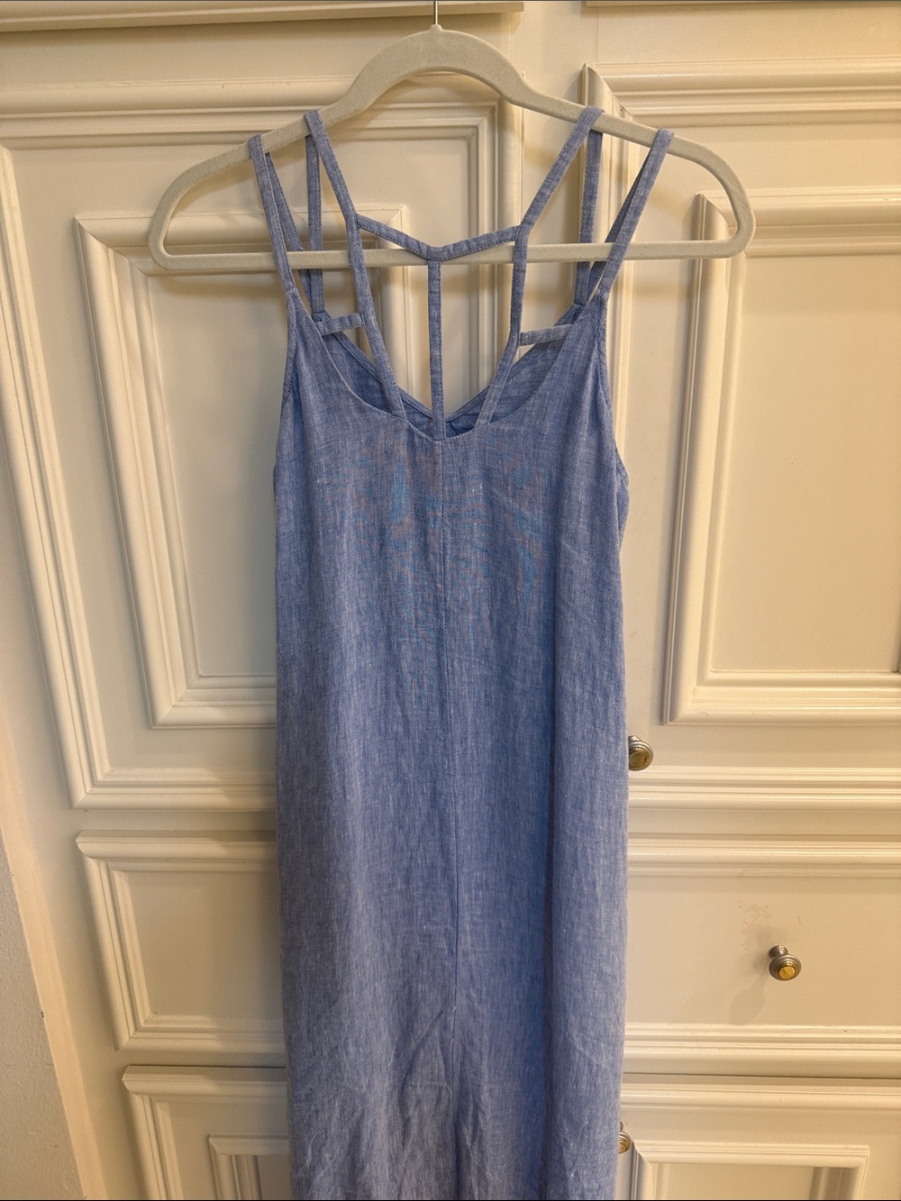 Antibes Blanc Light Blue Linen Maxi Dress - Picture 3 of 4